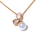 Lily Butterfly Pearl Necklace – Chic & Exquisite Jewelry Gift | Huna Jewelry
