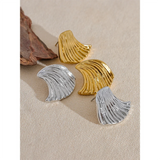 Deborah Wave Stud Earrings – Trendy Waterproof Minimalist Design | Huna Jewelry
