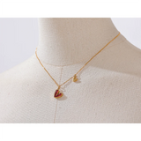 Enamel Shell Linked Hearts Necklace – Elegant & Romantic | Huna Jewelry