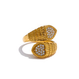 Eleanor Heart Snake Ring – Adjustable & Stylish Statement Jewelry | Huna Jewelry