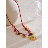 Cressida Red Rope Braided Charm Necklace – Trendy & Stylish Accessory | Huna Jewelry