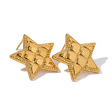 Nilda Star Earrings – Textured Waterproof Design, Stylish & Durable | Huna Jewelry
