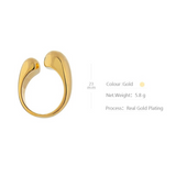 Saffron Geometric Cuff Ring – Glossy Minimalist Statement Jewelry | Huna Jewelry