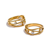 Samantha CZ Hollow Band Ring – Dainty Sparkling Stackable Jewelry | Huna Jewelry