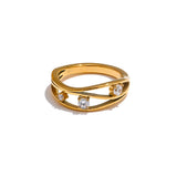 Samantha CZ Hollow Band Ring – Dainty Sparkling Stackable Jewelry | Huna Jewelry