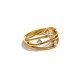 Samantha CZ Hollow Band Ring – Dainty Sparkling Stackable Jewelry | Huna Jewelry