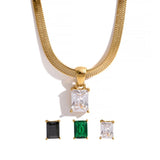 Sawyer Snake Chain Necklace – Square Cubic Zirconia Elegant Jewelry | Huna Jewelry