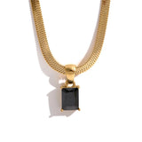 Sawyer Snake Chain Necklace – Square Cubic Zirconia Elegant Jewelry | Huna Jewelry