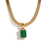 Sawyer Snake Chain Necklace – Square Cubic Zirconia Elegant Jewelry | Huna Jewelry