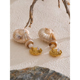 Madison Resin Shell Conch Drop Earrings – Coastal Charm with Modern Style | Huna Jewelry