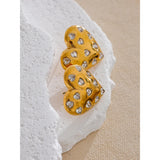 Hunter Heart Stud Earrings – Bold Design with Sparkle | Huna Jewelry