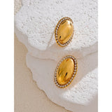 Golden Halo Oval Earrings – Timeless Elegance | Huna Jewelry