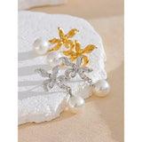 Demi Floral Pearl Drop Earrings – Elegant Waterproof Jewelry | Huna Jewelry