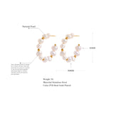 Marie Pearl & Gold Beaded C-Hoop Earrings – Soft Elegance | Huna Jewelry
