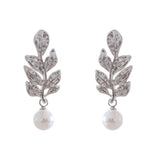 Octavia Leaves Pearl Earrings – Hypoallergenic, Classic & Stylish | Huna Jewelry