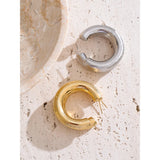 Ivanka C-Shape Hoop Earrings – Modern & Hypoallergenic Jewelry | Huna Jewelry