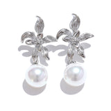 Demi Floral Pearl Drop Earrings – Elegant Waterproof Jewelry | Huna Jewelry