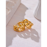 Cerise Chain Hoop Earrings – Modern Waterproof Gold Hoops | Huna Jewelry