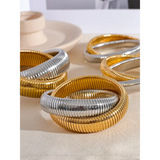 Noor Two-Tone Tangled Bracelet – Thick & Elastic Stainless Steel Bangle | Huna Jewelry