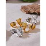 Vera Wave Stud Earrings – Textured Irregular Geometric Elegance | Huna Jewelry