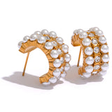 Santana Hoop Earrings – Pearl & Cubic Zirconia Elegant Statement | Huna Jewelry