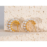 Santana Hoop Earrings – Pearl & Cubic Zirconia Elegant Statement | Huna Jewelry