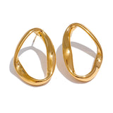 Lindsey Hollow Oval Stud Earrings – Minimalist Waterproof Jewelry | Huna Jewelry