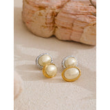 Ursula Pearl Stud Earrings – Classic Oval Design, Elegant & Timeless | Huna Jewelry