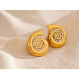 Jemma Shell Stud Earrings – Large Gold Design with Mini Pearls | Huna Jewelry