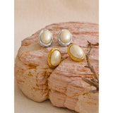 Ursula Pearl Stud Earrings – Classic Oval Design, Elegant & Timeless | Huna Jewelry