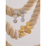 Delaney Round Textured Dangle Earrings – Elegant & Trendy Jewelry | Huna Jewelry