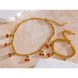 Odette Cherry Jewelry Set – Stylish Bracelet & Necklace | Huna Jewelry