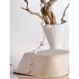 Flaviana Pearl Bead Chain Necklace – Elegant Gold Stainless Steel | Huna Jewelry