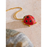 Layla Red Ladybug Pendant Necklace – Cute & Waterproof Jewelry | Huna Jewelry