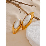 Adelaide Pearl Oval Stud Earrings – Elegant & Timeless Gold Statement Jewelry | Huna Jewelry
