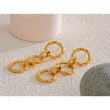 Indigo Circle Link Drop Earrings – Long, Lightweight & Waterproof | Huna Jewelry