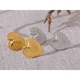Paisley Heart Stud Earrings – Minimalist & Hypoallergenic Jewelry | Huna Jewelry