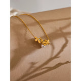 Aza Pearl Flower Necklace – 18K Gold Stainless Steel Chain Jewelry | Huna Jewelry