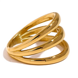 Kenza Layered Wide Ring – Simple & Stylish Gold Statement | Huna Jewelry