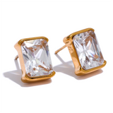 Finn Colored Rectangle Stud Earrings – Bold & Modern Style | Huna Jewelry