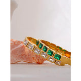 Myla Green & White Bangle Bracelet – Waterproof, Timeless & Elegant | Huna Jewelry