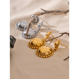 Delilah Round Drop Earrings – Chic Waterproof Statement Jewelry | Huna Jewelry