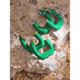 Harley Verde Square Hoop Earrings – Bold & Trendy Geometric Jewelry | Huna Jewelry