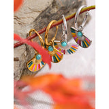 Gigi Enamel Fan Drop Earrings – Colorful Y2K Statement Hoops | Huna Jewelry