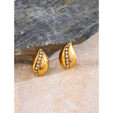 Small Gold Teardrop Earrings with Stones – Elegant Everyday Jewelry | Huna Jewelry