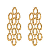 Beau Round Drop Earrings – Hollow Dangle Statement, Waterproof | Huna Jewelry