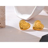 Vienna Heart Swirl Earrings – Bold & Rust-Proof Gold Jewelry | Huna Jewelry