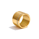 Yvette Wide Ring – 18K Gold Plated Cubic Zirconia Modern Chic Jewelry | Huna Jewelry