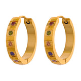Lucy Hoop Earrings – Colorful Cubic Zirconia & Waterproof Design | Huna Jewelry