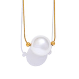 Elena Large Pearl Pendant Necklace – Elegant Minimalist Jewelry | Huna Jewelry
